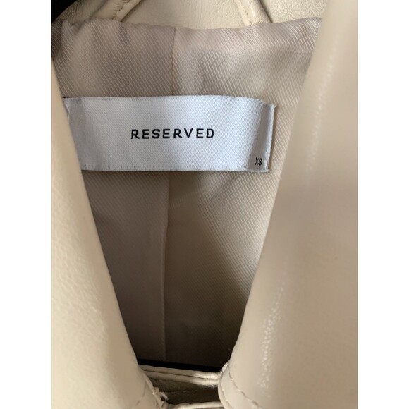 Reserved Moto Biker Jacket Beige Faux Leather Full Zip- Women's Size XS - Picture 9 of 15